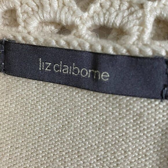 Liz Claiborne Vtg. Ivory Crochet Collar Sweater and Sleeve  Size 3X Cottage Y2K - Picture 3 of 11